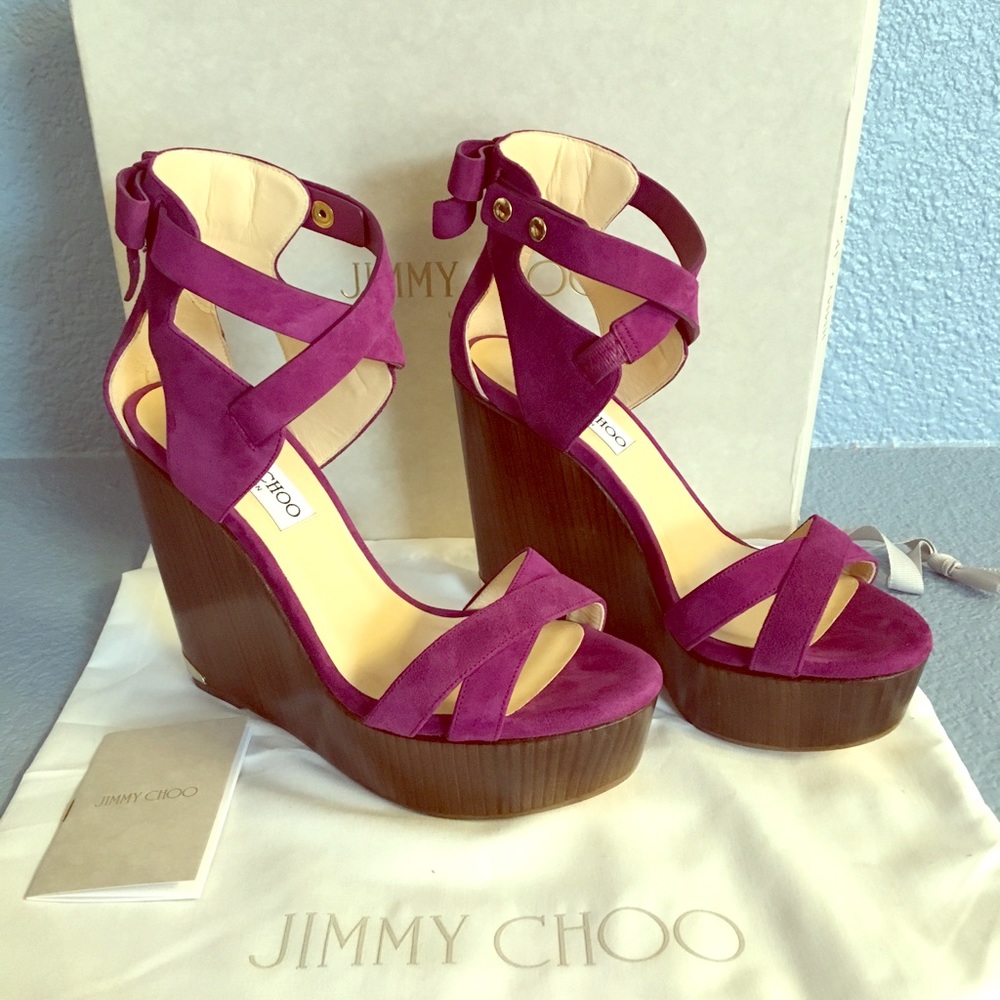 BRAND NEW Jimmy Choo Naomi Suede Wedge Sandal